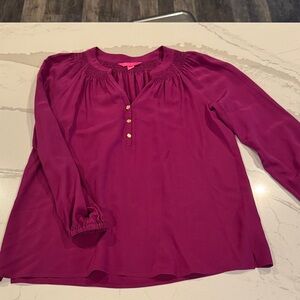 Lilly Pulitzer Fuchsia Blouse with Gold Buttons